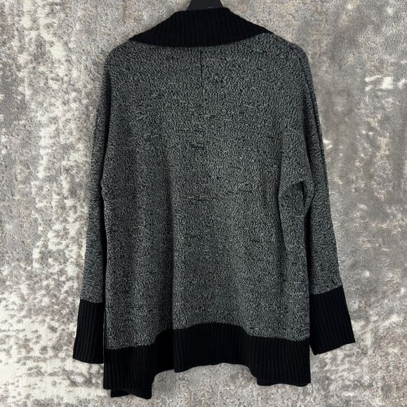 AB Studio Size M OpenFront Casual Sweater Gray Black Long Sleeve Outdoor - Picture 3 of 8